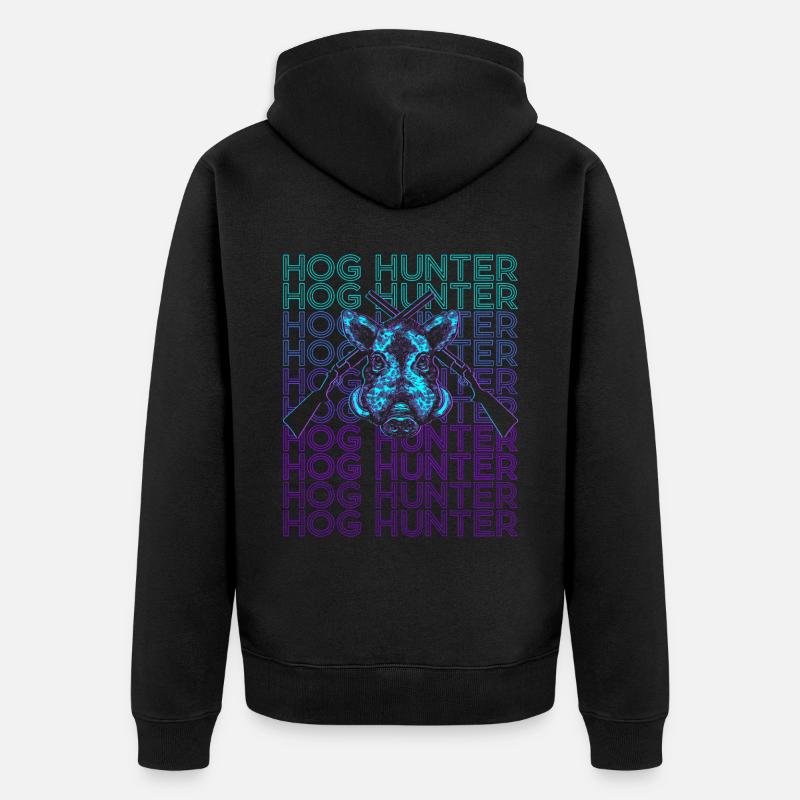 Hog Hunt Hog Hunter Rétro - Veste à capuche bio Premium Unisexe - noir