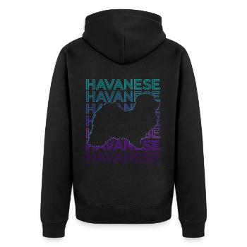 Chien bichon havanais rétro - Veste à capuche bio Premium Unisexe - noir - Dos - Nico (187cm)
