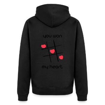 Saint-Valentin Couple Romance Personne préférée - Veste à capuche bio Premium Unisexe - noir - Dos - Nico (187cm)