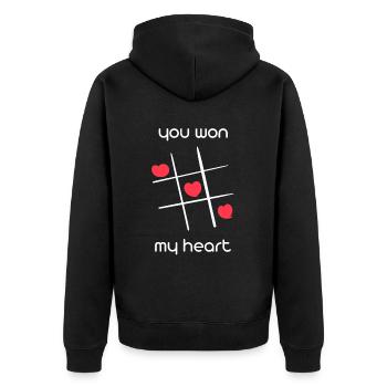 Saint-Valentin Couple Romance Personne préférée - Veste à capuche bio Premium Unisexe - noir - Dos - Nico (187cm)