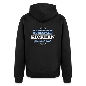 Ruhestand Rentner Pensioner Kickern - Unisex Premium Bio Zip Hoodie - Schwarz - Hinten - Nico (187cm)