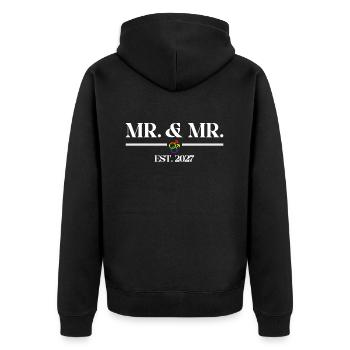 Mr. & Mr. Est. 2027 Hochzeit Homo-Ehe - Unisex Premium Bio Zip Hoodie - Schwarz - Hinten - Nico (187cm)