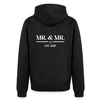 Mr. & Mr. Est. 2027 Gay Pride Hochzeit Homo-Ehe - Unisex Premium Bio Zip Hoodie - Schwarz - Hinten - Nico (187cm)