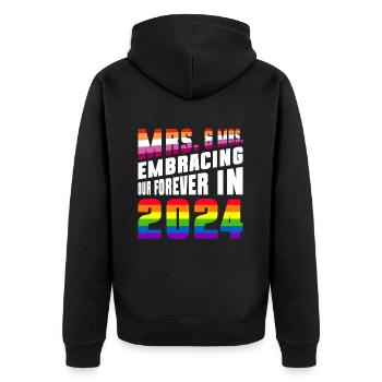 Mrs. & Mrs. 2024 Gay Pride Wedding Gay Marriage - Unisex Premium Organic Zip Hoodie - black - Back - Nico (187cm)