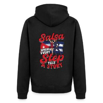 Salsa où chaque pas raconte une histoire - Veste à capuche bio Premium Unisexe - noir - Dos - Nico (187cm)
