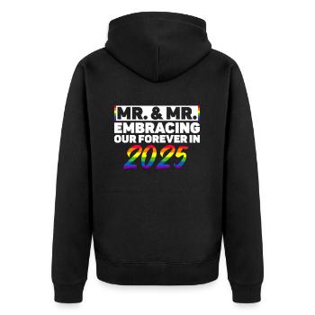 Mr. & Mr. 2025 Gay Pride Hochzeit Homo-Ehe - Unisex Premium Bio Zip Hoodie - Schwarz - Hinten - Nico (187cm)