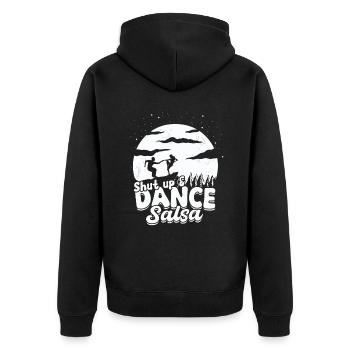 Shut Up & Dance Salsa Salsero Salsera - Unisex Premium Bio Zip Hoodie - Schwarz - Hinten - Nico (187cm)