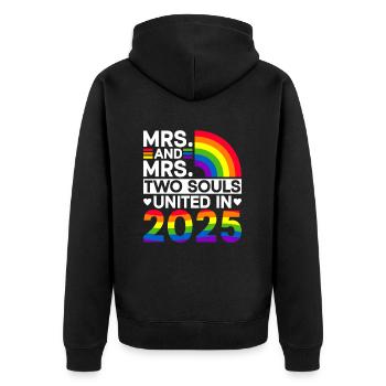 Frau und Frau 2025 Gay Pride Hochzeit Homo-Ehe - Unisex Premium Bio Zip Hoodie - Schwarz - Hinten - Nico (187cm)