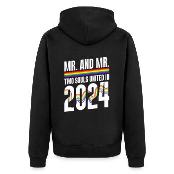M. et M. 2024 Mariage de la Gay Pride Mariage gay - Veste à capuche bio Premium Unisexe - noir - Dos - Nico (187cm)