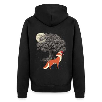 Renard des neiges d'hiver nature sauvage animaux de la forêt renards - Veste à capuche bio Premium Unisexe - noir - Dos - Nico (187cm)