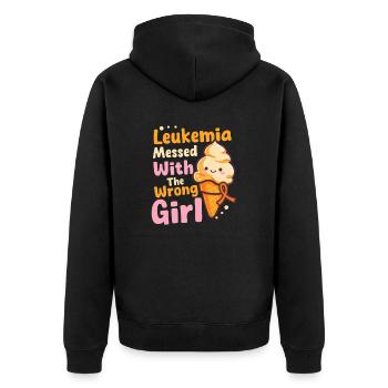 Leukämie-Bewusstsein mit falschem Mädchen durcheinander gebracht - Unisex Premium Bio Zip Hoodie - Schwarz - Hinten - Nico (187cm)