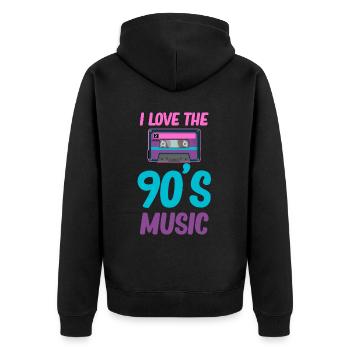 Ich Liebe Die Musik Der 90er Jahre Boomer Funny - Unisex Premium Bio Zip Hoodie - Schwarz - Hinten - Nico (187cm)