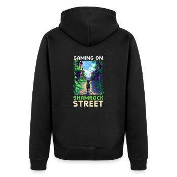 St. Patricks Day Gaming Gaming sur Shamrock Street - Veste à capuche bio Premium Unisexe - noir - Dos - Nico (187cm)