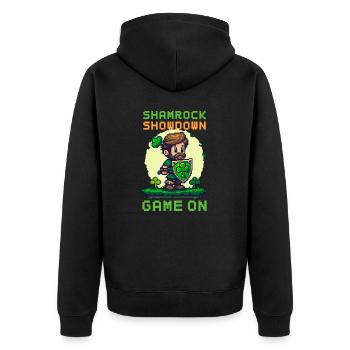 St. Patricks Day Gaming Shamrock Showdown: Game On - Unisex Premium Organic Zip Hoodie - black - Back - Nico (187cm)