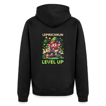 St. Patricks Day Gaming Leprechaun Passez au niveau supérieur - Veste à capuche bio Premium Unisexe - noir - Dos - Nico (187cm)
