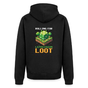 St. Patricks Day Gaming Rolling for Leprechaun Loo - Unisex Premium Organic Zip Hoodie - black - Back - Nico (187cm)