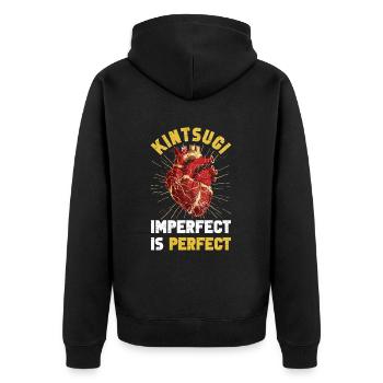 Kintsugi Kintsukuroi Japon imparfait - Veste à capuche bio Premium Unisexe - noir - Dos - Nico (187cm)