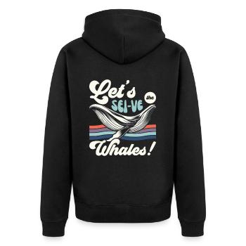 Gefährdete Arten Seiwal Tierrechte - Unisex Premium Bio Zip Hoodie - Schwarz - Hinten - Nico (187cm)
