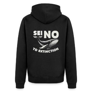 Gefährdete Arten Seiwal Tierrechte - Unisex Premium Bio Zip Hoodie - Schwarz - Hinten - Nico (187cm)