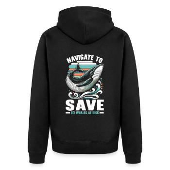 Gefährdete Arten Seiwal Tierrechte - Unisex Premium Bio Zip Hoodie - Schwarz - Hinten - Nico (187cm)