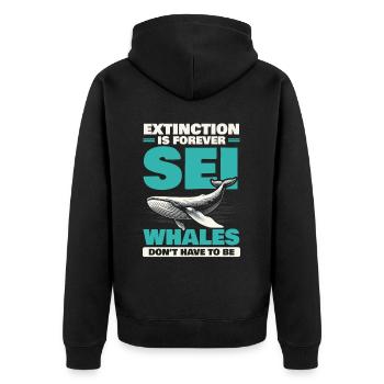 Gefährdete Arten Seiwal Tierrechte - Unisex Premium Bio Zip Hoodie - Schwarz - Hinten - Nico (187cm)