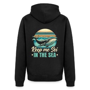 Gefährdete Arten Seiwal Tierrechte - Unisex Premium Bio Zip Hoodie - Schwarz - Hinten - Nico (187cm)