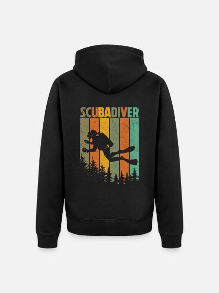 Diving Diver Ocean Lovers - Unisex Premium Organic Zip Hoodie - black