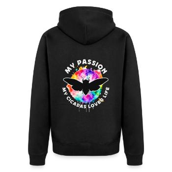 Amoureux des cigales Ma passion Mes cigales Entomologiste - Veste à capuche bio Premium Unisexe - noir - Dos - Nico (187cm)