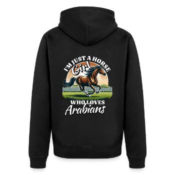 Araber Pferde Mädchen - Unisex Premium Bio Zip Hoodie - Schwarz - Hinten - Nico (187cm)