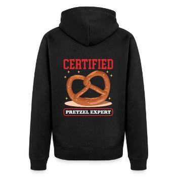 Brezel Brezelliebhaber Brezeln Geschenk - Unisex Premium Bio Zip Hoodie - Schwarz - Hinten - Nico (187cm)