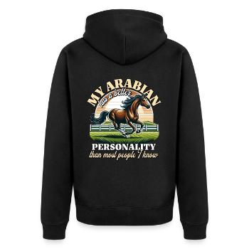 Araber Reiterin - Unisex Premium Bio Zip Hoodie - Schwarz - Hinten - Nico (187cm)