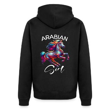 Araber Pferd Geschenk - Unisex Premium Bio Zip Hoodie - Schwarz - Hinten - Nico (187cm)