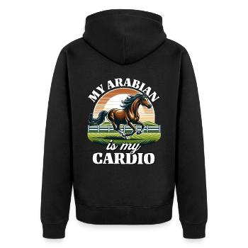 Araber Cardio - Unisex Premium Bio Zip Hoodie - Schwarz - Hinten - Nico (187cm)