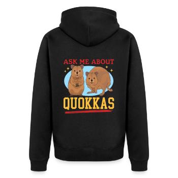 Quokka Kurzschwanzkänguru Quokkas Geschenk - Unisex Premium Bio Zip Hoodie - Schwarz - Hinten - Nico (187cm)