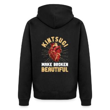 Kintsugi Kintsukuroi Japon imparfait - Veste à capuche bio Premium Unisexe - noir - Dos - Nico (187cm)