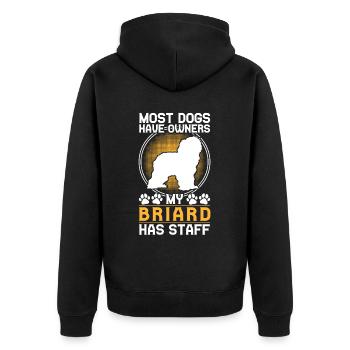 Briard hat Personal Berger de Brie Briard - Unisex Premium Bio Zip Hoodie - Schwarz - Hinten - Nico (187cm)