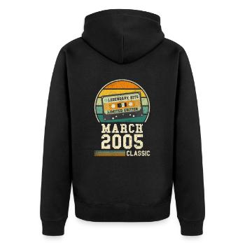 19th Birthday March Vintage 2005 Gift Idea - Unisex Premium Organic Zip Hoodie - black - Back - Nico (187cm)