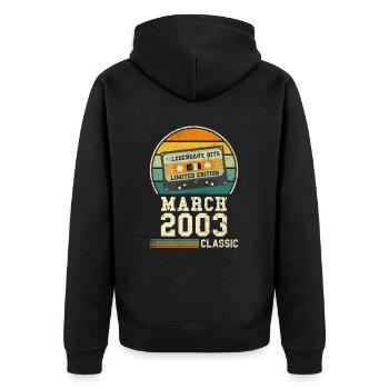 21ème anniversaire mars millésime 2003 idée cadeau - Veste à capuche bio Premium Unisexe - noir - Dos - Nico (187cm)