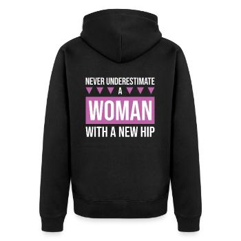 Hip Replacement Surgery Arthroplasty - Unisex Premium Organic Zip Hoodie - black - Back - Nico (187cm)