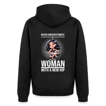 Hip Replacement Surgery Arthroplasty - Unisex Premium Organic Zip Hoodie - black - Back - Nico (187cm)