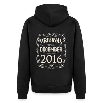 Vintage - Original since December 2016 Birthday - Unisex Premium Organic Zip Hoodie - black - Back - Nico (187cm)