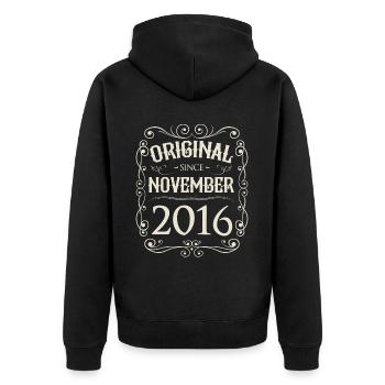 Millésime - Original depuis Novembre 2016 Anniversaire - Veste à capuche bio Premium Unisexe - noir - Dos - Nico (187cm)