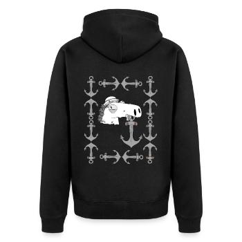Ancre d’hippocampe marin maritime Ahoy cheval - Veste à capuche bio Premium Unisexe - noir - Dos - Nico (187cm)
