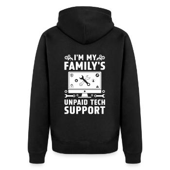 Je suis l’assistance technique non rémunérée de ma famille - Veste à capuche bio Premium Unisexe - noir - Dos - Nico (187cm)
