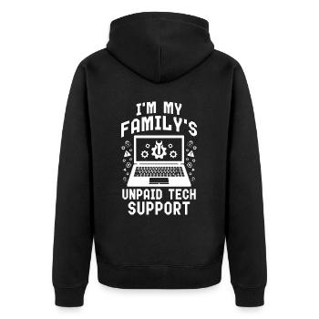 Je suis l’assistance technique non rémunérée de ma famille - Veste à capuche bio Premium Unisexe - noir - Dos - Nico (187cm)
