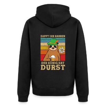 Zapft Ihr Narren Der König Hat Durst Bier - Unisex Premium Bio Zip Hoodie - Schwarz - Hinten - Nico (187cm)