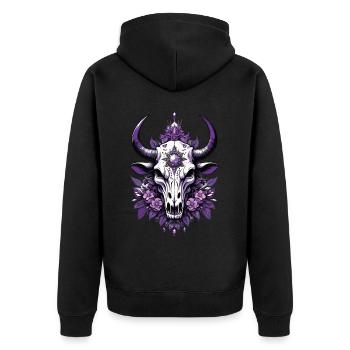 Feather Mandala Skull Spiritual Design - Unisex Premium Organic Zip Hoodie - black - Back - Nico (187cm)