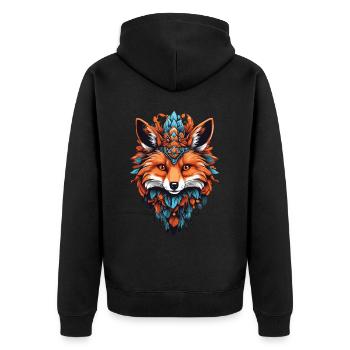 Fuchs Spirituelles Mandala Traumfänger Design - Unisex Premium Bio Zip Hoodie - Schwarz - Hinten - Nico (187cm)