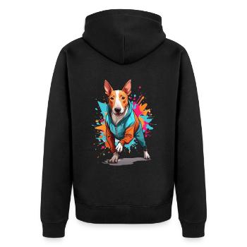 Bull Terrier Streetwear Jogging Aesthetic Style - Unisex Premium Organic Zip Hoodie - black - Back - Nico (187cm)