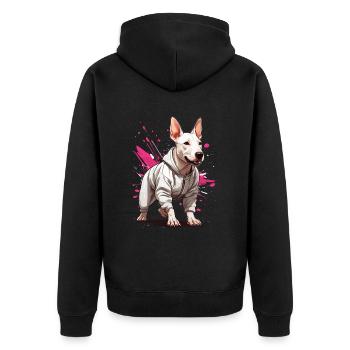 Bull Terrier Streetwear Jogging Aesthetic Fitness - Unisex Premium Organic Zip Hoodie - black - Back - Nico (187cm)